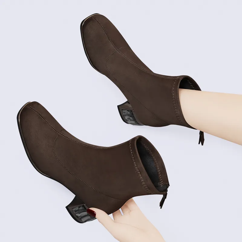 Golden Silk Rabbit Ankle Boots Women's-11