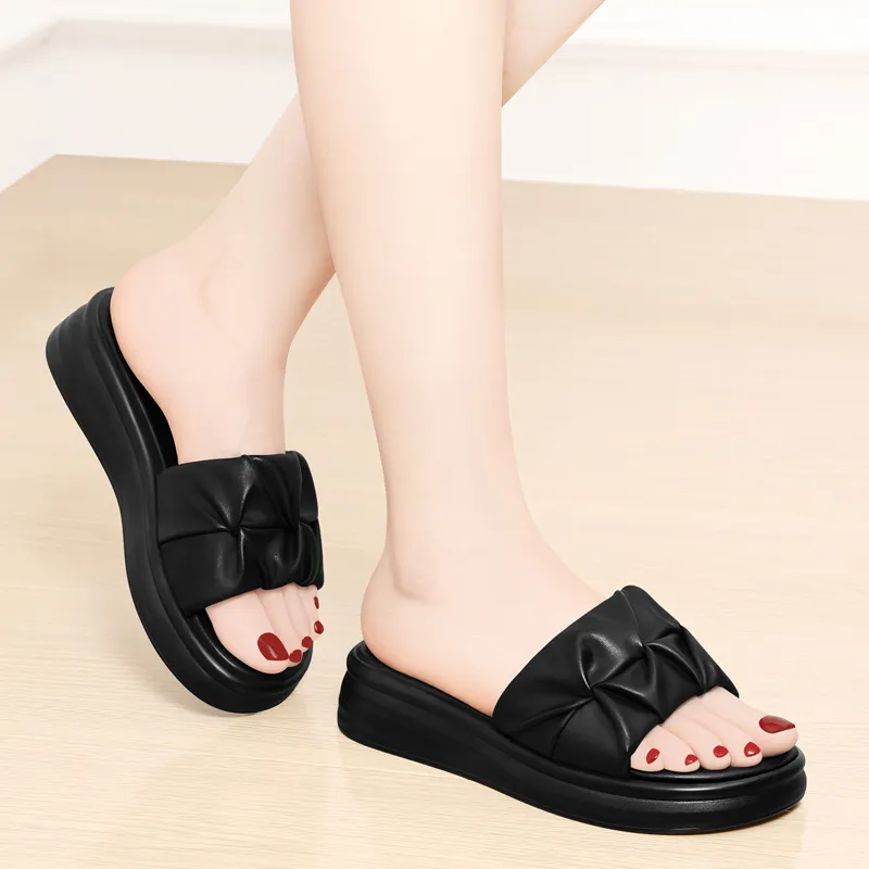 Golden Silk Rabbit PU Polyurethane Slip-Resistant Slide Slippers Women's-4