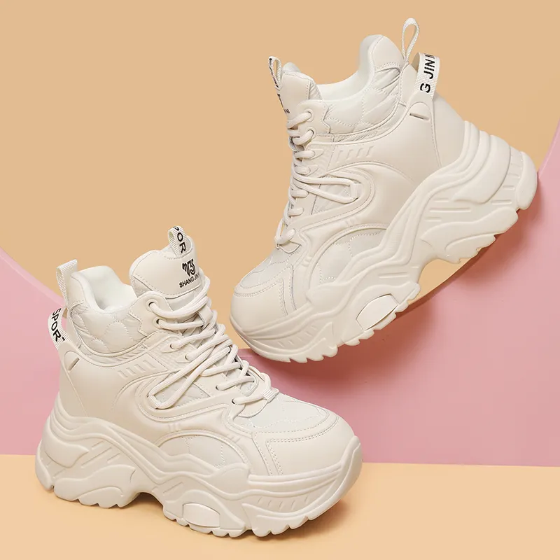 Golden Silk Rabbit Cushioned Anti Slip And Wear Resistant Height Increasing Warm High Top Chunky Sneakers Women's-9