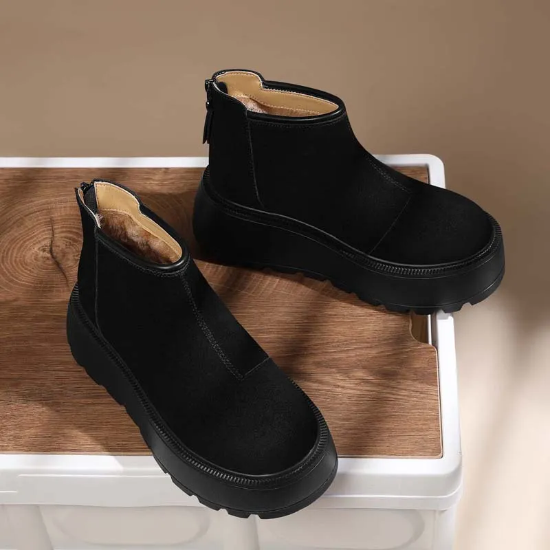 Golden Silk Rabbit Ankle Boots Women's-2
