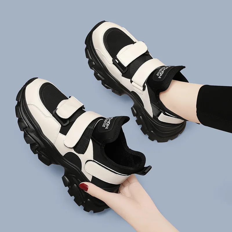 Golden Silk Rabbit Anti Slip And Wear Resistant Lightweight Height Increasing Mid Top Chunky Sneakers Women's-13