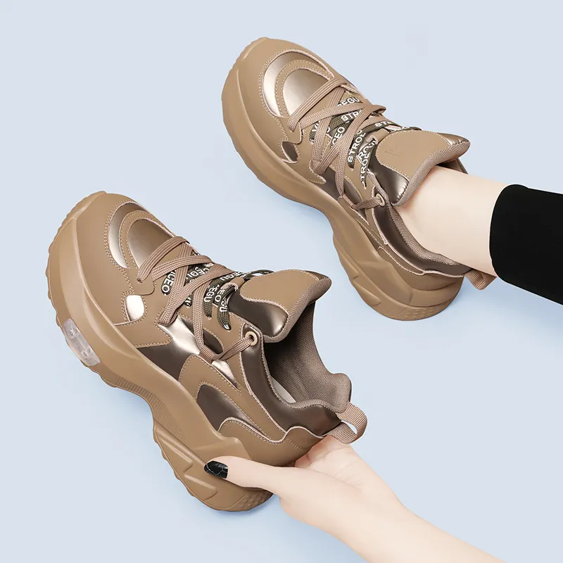 Golden Silk Rabbit Anti-Slip And Wear-Resistant Height Increasing Low-Top Chunky Sneakers Women's-10