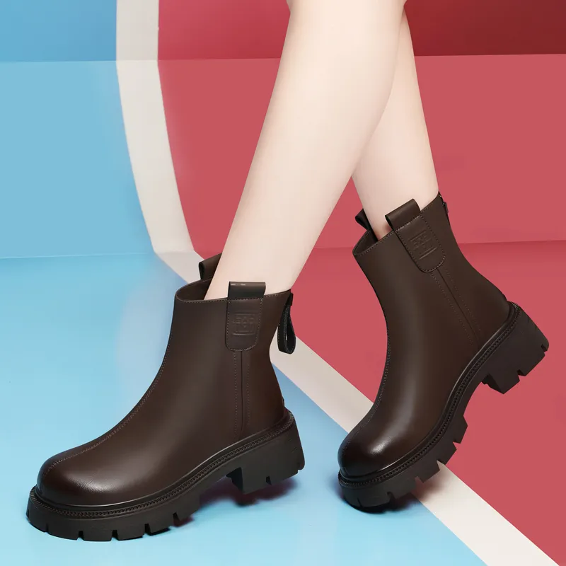 Golden Silk Rabbit Ankle Boots Women's-14