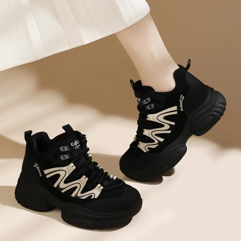Golden Silk Rabbit Mid-Top Chunky Sneakers Women's-3