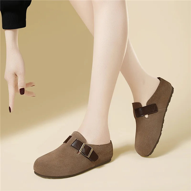 Golden Silk Rabbit Wrap toe Slippers Women's-7