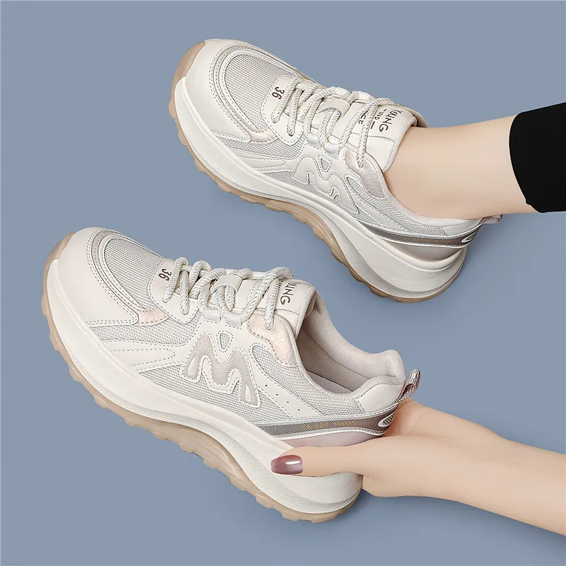 Golden Silk Rabbit Anti-Slip And Wear-Resistant Lightweight Height Increasing Low-Top Chunky Sneakers Women's-11