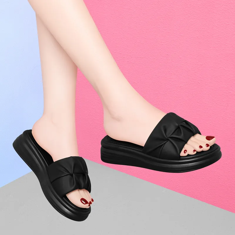 Golden Silk Rabbit PU Polyurethane Slip-Resistant Slide Slippers Women's-9