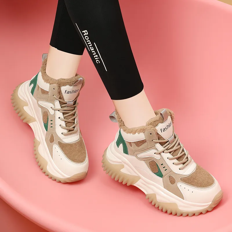 Golden Silk Rabbit High-Top Chunky Sneakers Women's-11