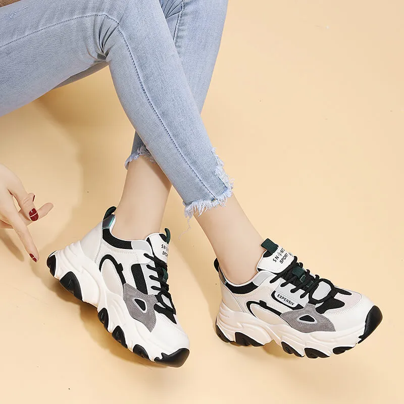 Golden Silk Rabbit Cushioned Anti Slip And Wear Resistant Lightweight Low Top Chunky Sneakers Women's-3