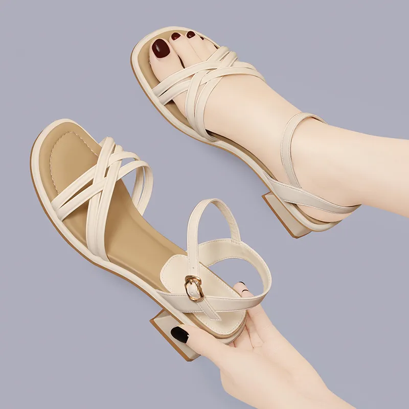 Golden Silk Rabbit Strap Sandals Women's-14