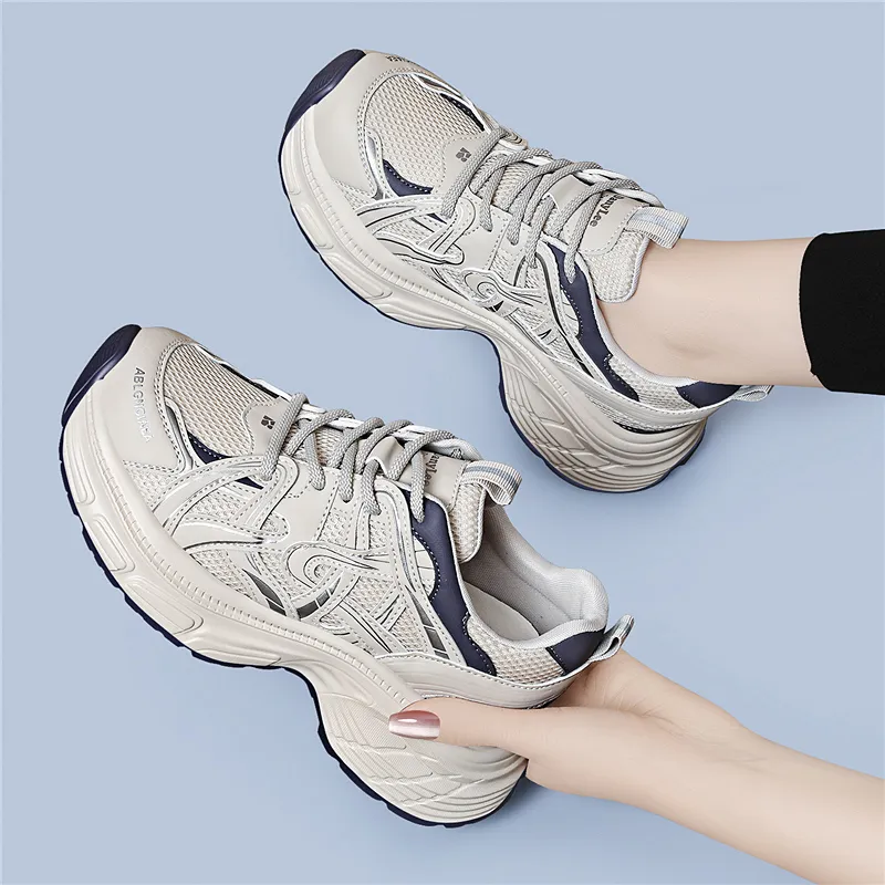 Golden Silk Rabbit Low Top Chunky Sneakers Women's-6