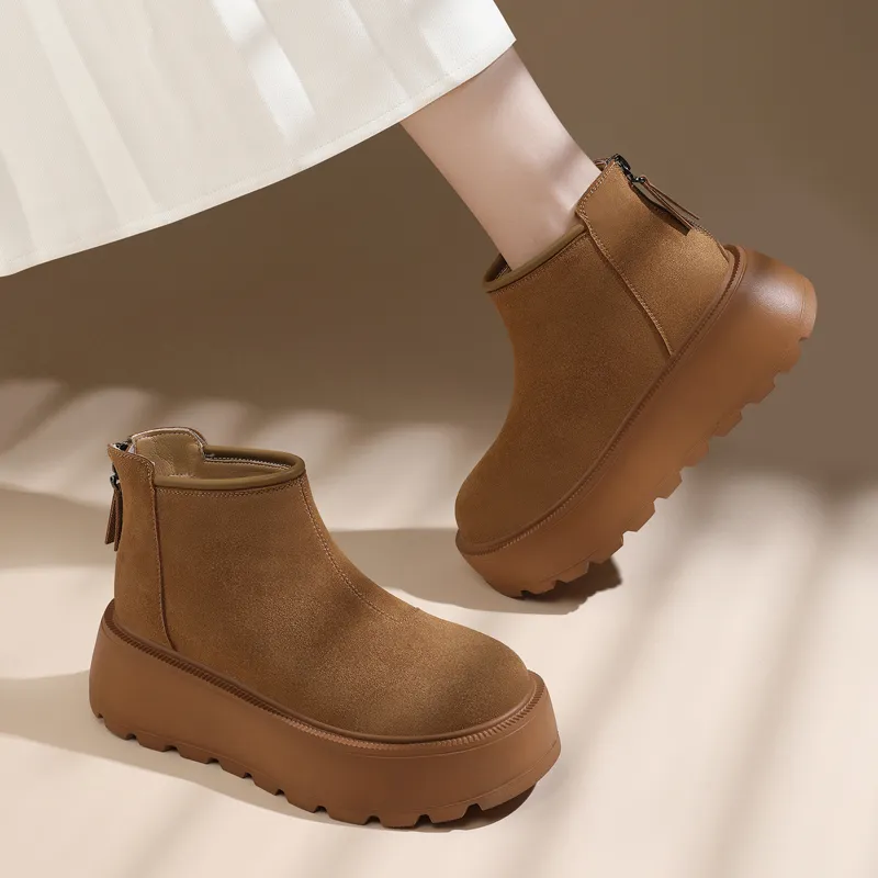 Golden Silk Rabbit Ankle Boots Women's-10