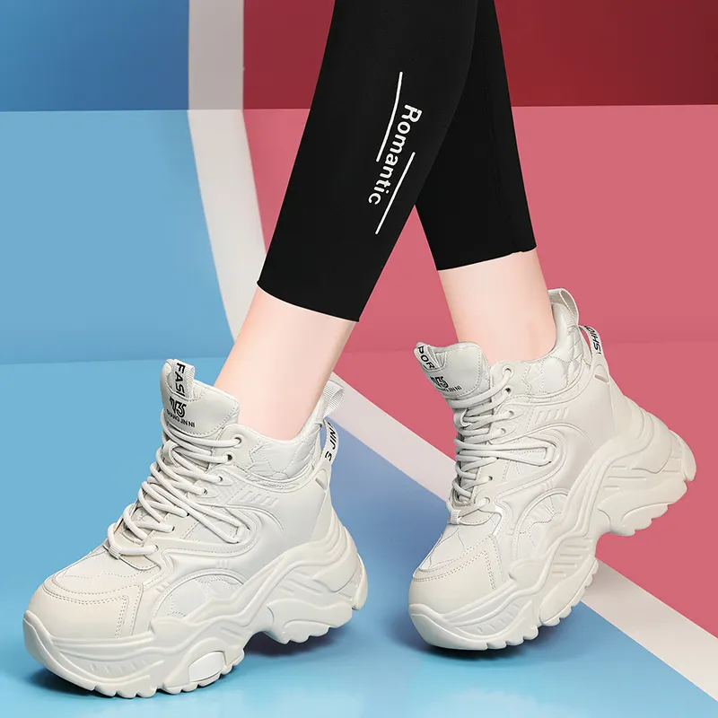 Golden Silk Rabbit Cushioned Anti Slip And Wear Resistant Height Increasing Warm High Top Chunky Sneakers Women's-12