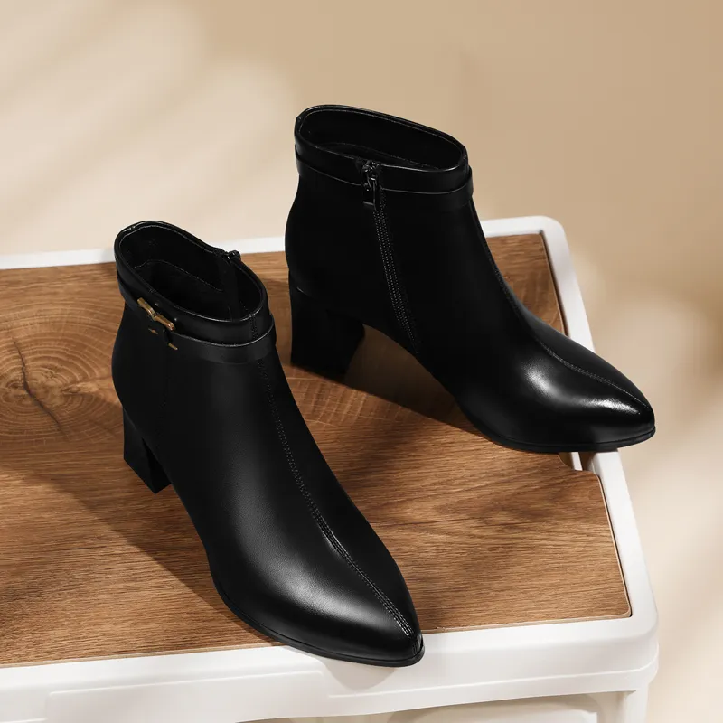 Golden Silk Rabbit Ankle Boots Women's-1