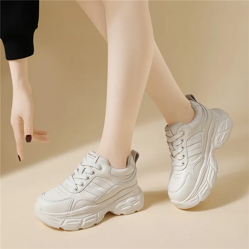 Golden Silk Rabbit Anti-Slip And Wear-Resistant Height Increasing Low-Top Chunky Sneakers Women's-3
