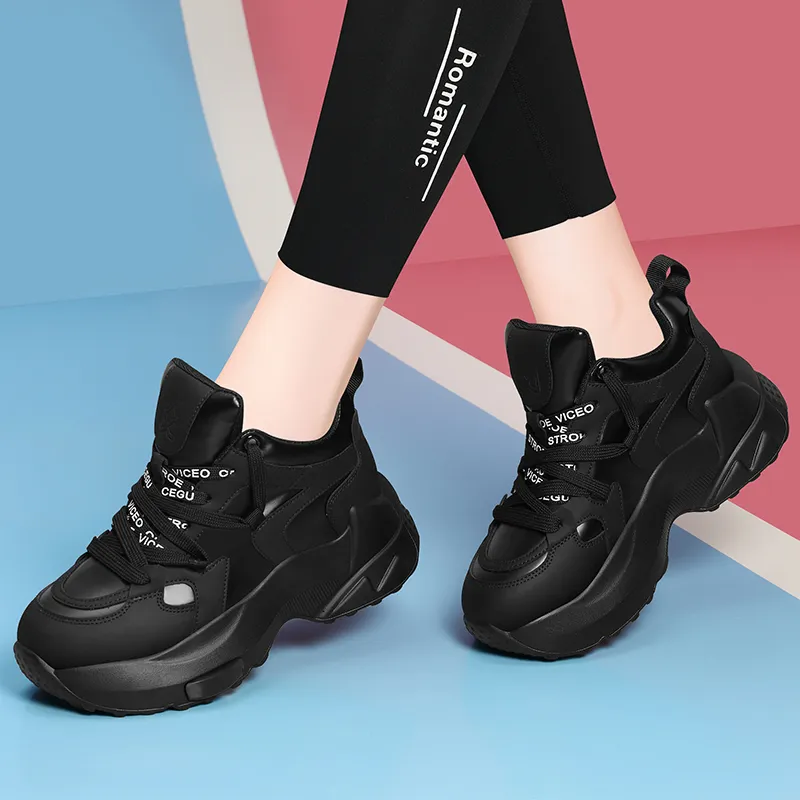 Golden Silk Rabbit Anti-Slip And Wear-Resistant Height Increasing Low-Top Chunky Sneakers Women's-3