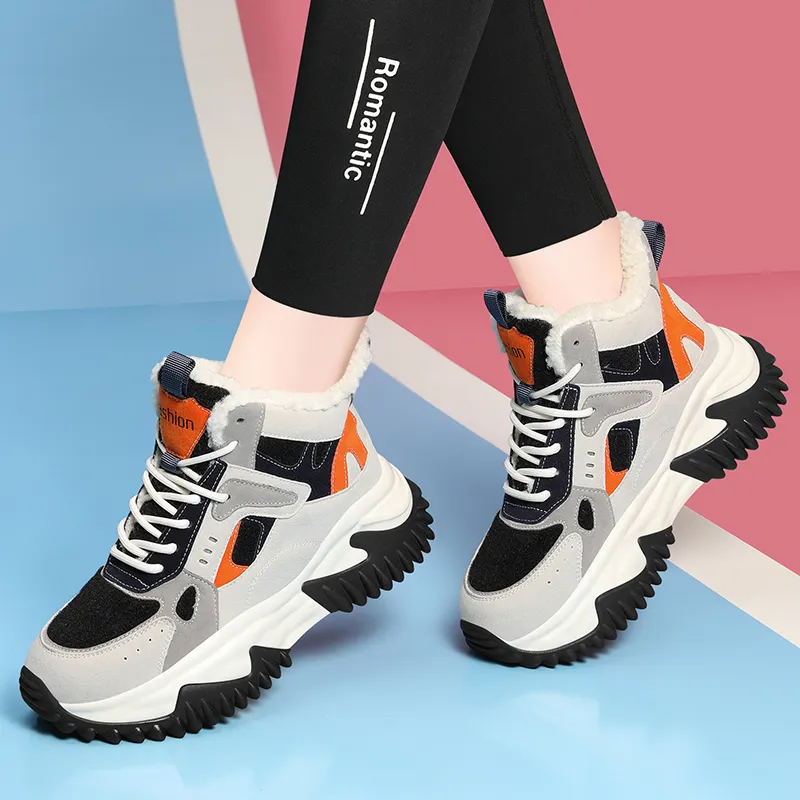 Golden Silk Rabbit High-Top Chunky Sneakers Women's-5
