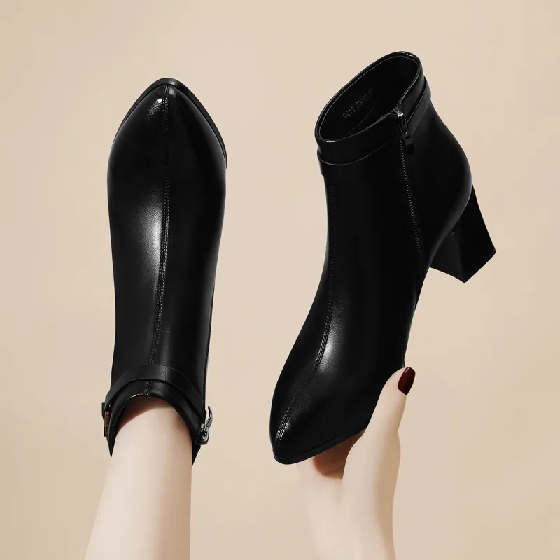 Golden Silk Rabbit Ankle Boots Women's-5