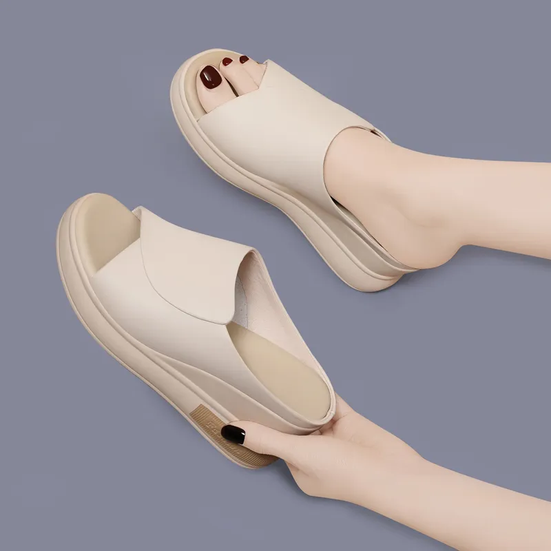 Golden Silk Rabbit PU Polyurethane Slide Slippers Women's-14
