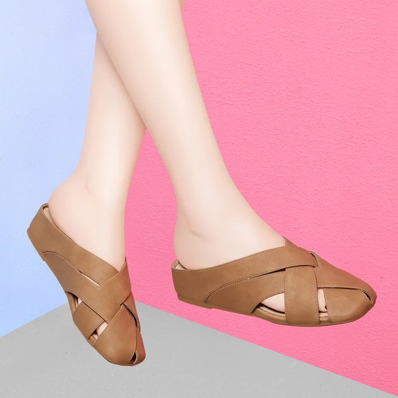 Golden Silk Rabbit Wrap toe Slippers Women's-15