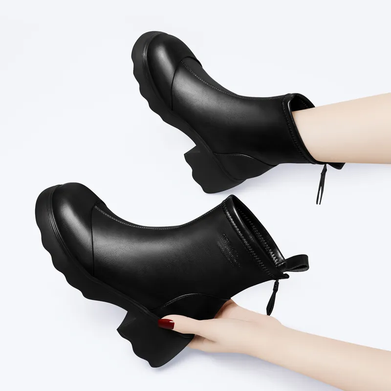 Golden Silk Rabbit Ankle Boots Women's-3