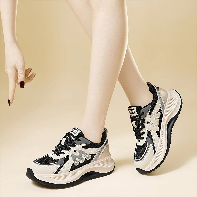 Golden Silk Rabbit Low Top Chunky Sneakers Women's-3
