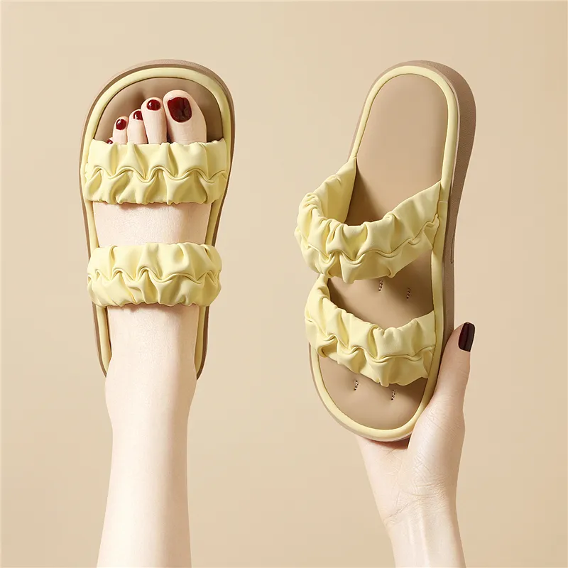 Golden Silk Rabbit Slide Slippers Women's-12