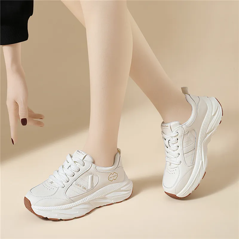 Golden Silk Rabbit Anti Slip And Wear Resistant Height Increasing Low Top Chunky Sneakers Women's-2