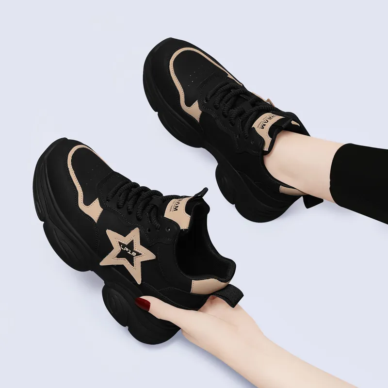 Golden Silk Rabbit Low-Top Chunky Sneakers Women's-1