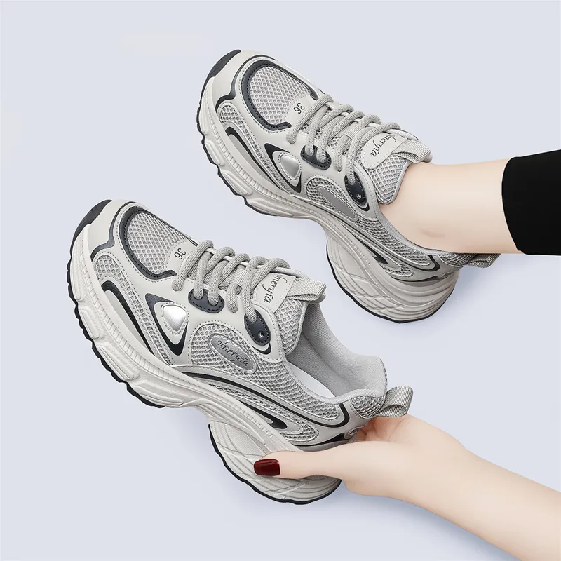 Golden Silk Rabbit Low Top Chunky Sneakers Women's-13