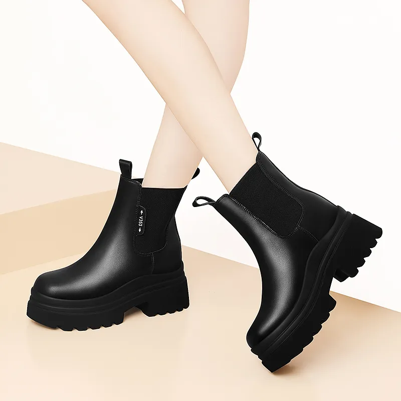 Golden Silk Rabbit Chelsea Boots 7cm Women's-13
