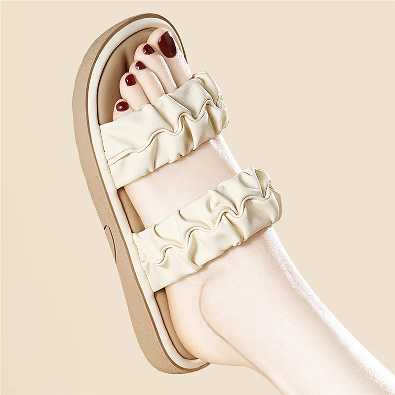 Golden Silk Rabbit Slide Slippers Women's-6