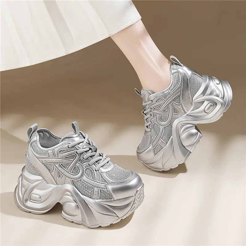 Golden Silk Rabbit Low Top Chunky Sneakers Women's-8