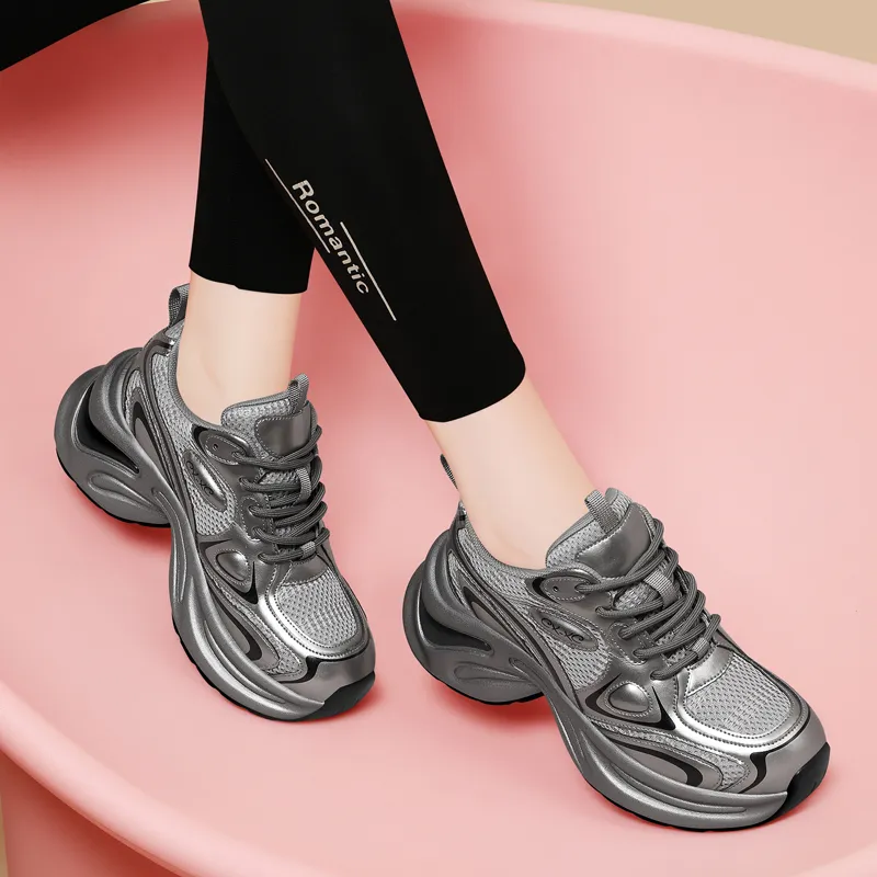 Golden Silk Rabbit Low Top Chunky Sneakers Women's-8
