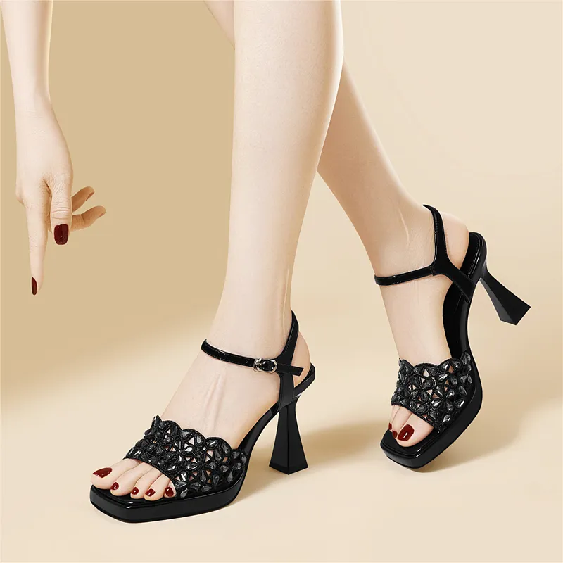Golden Silk Rabbit One Strap Sandals Women's-3