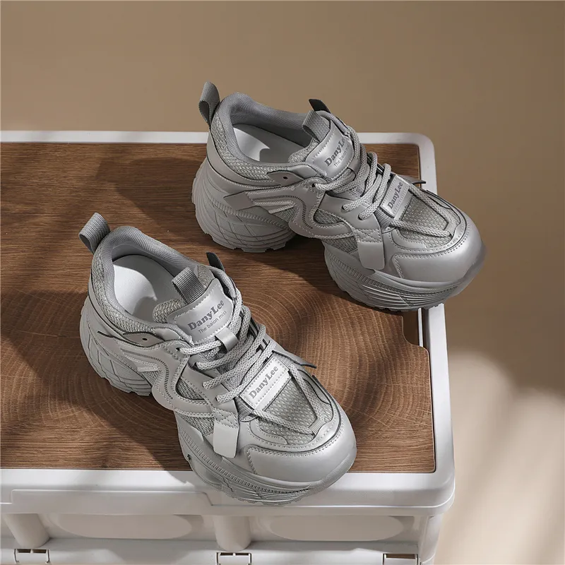 Golden Silk Rabbit Low Top Chunky Sneakers Women's-9