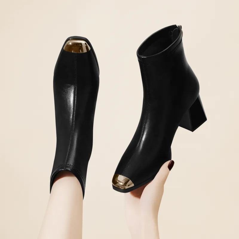 Golden Silk Rabbit Ankle Boots Women's-5