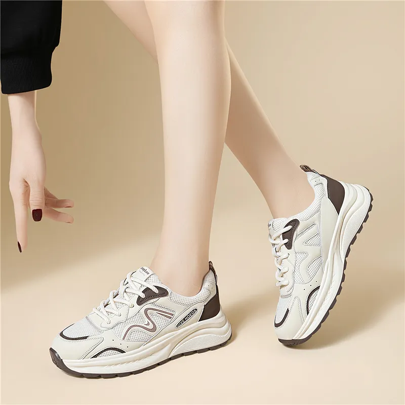 Golden Silk Rabbit Height Increasing Wear-Resistant Slip-Resistant Low-Top Chunky Sneakers Women's-6