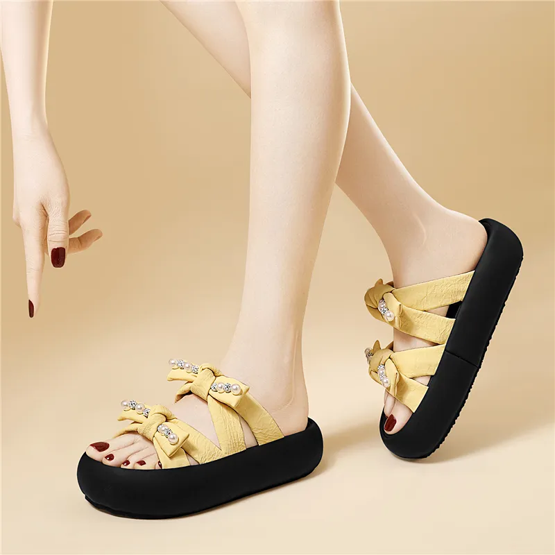 Golden Silk Rabbit Rubber Sole Abrasion Resistant Quick Dry Cushioning Slide Slippers Women's-11