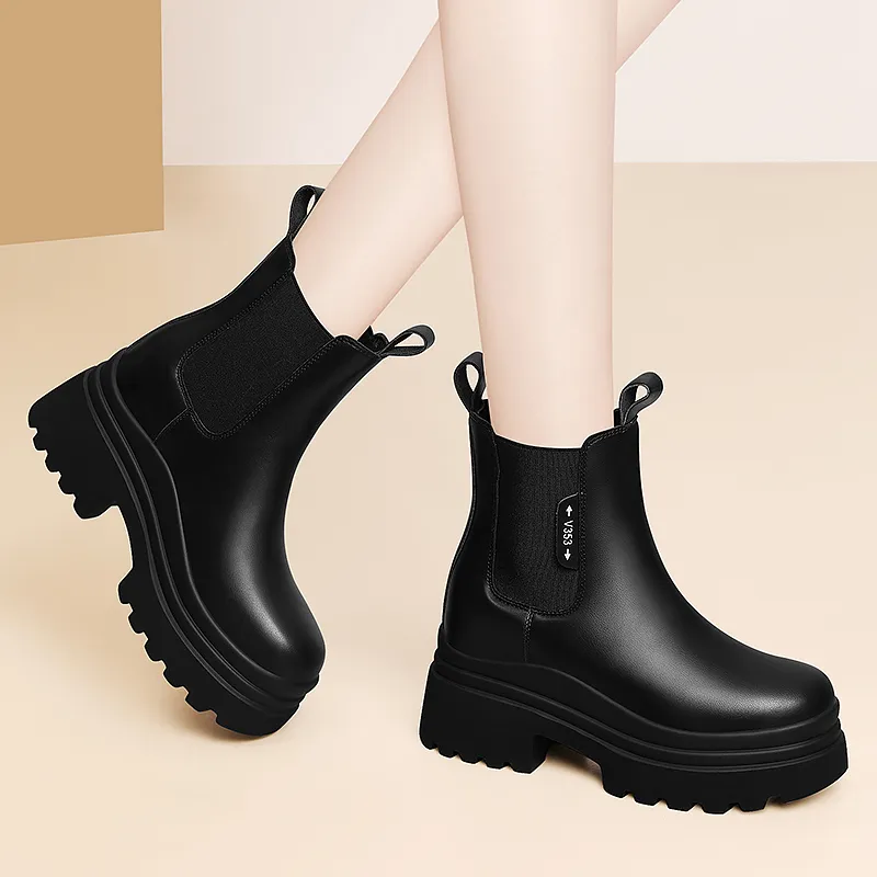 Golden Silk Rabbit Chelsea Boots 7cm Women's-14