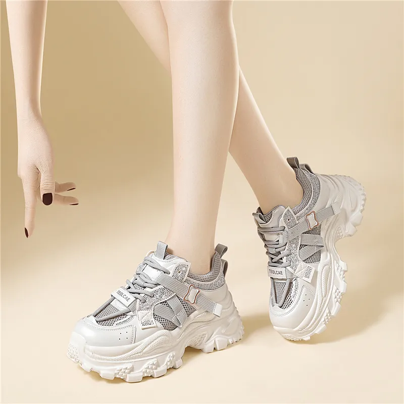 Golden Silk Rabbit Low Top Chunky Sneakers Women's-7