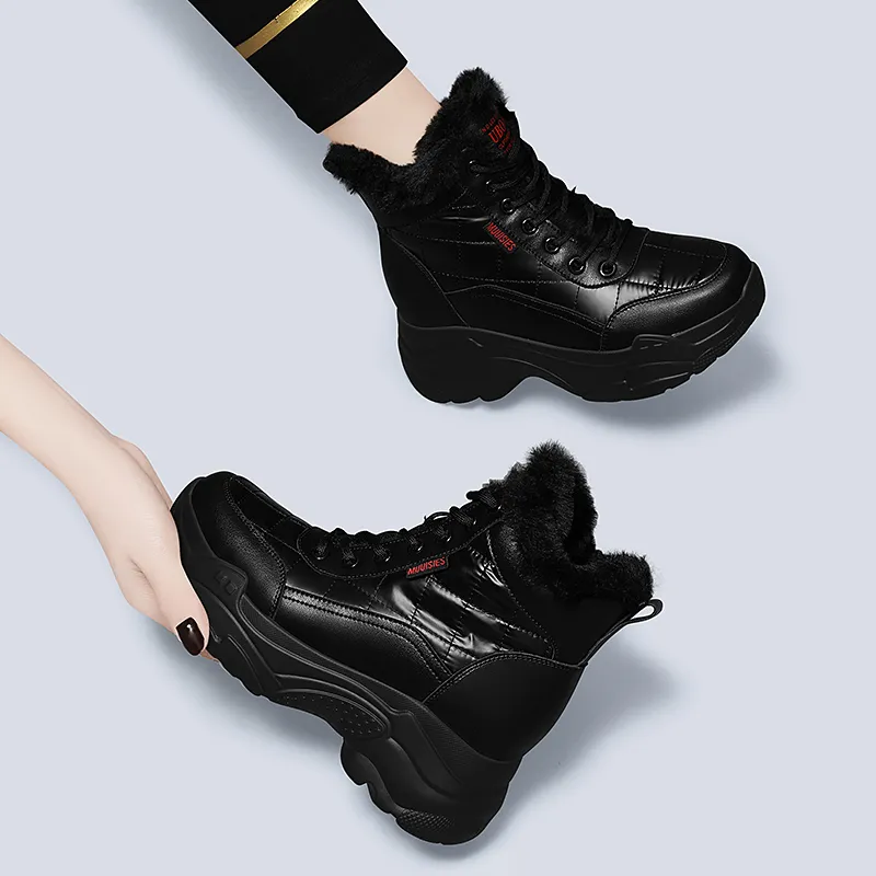 Golden Silk Rabbit Warm Wear Resistant Height Increasing Slip Resistant Short Snow Boots Women's-5