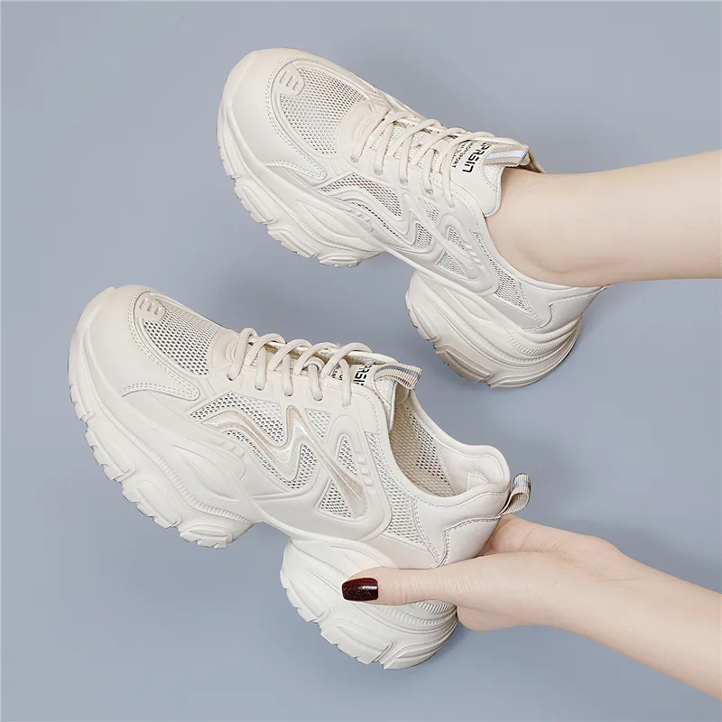 Golden Silk Rabbit Low Top Chunky Sneakers Women's-7