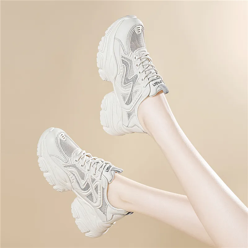 Golden Silk Rabbit Low Top Chunky Sneakers Women's-2