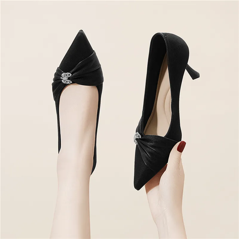 Golden Silk Rabbit High Heels Women's-4