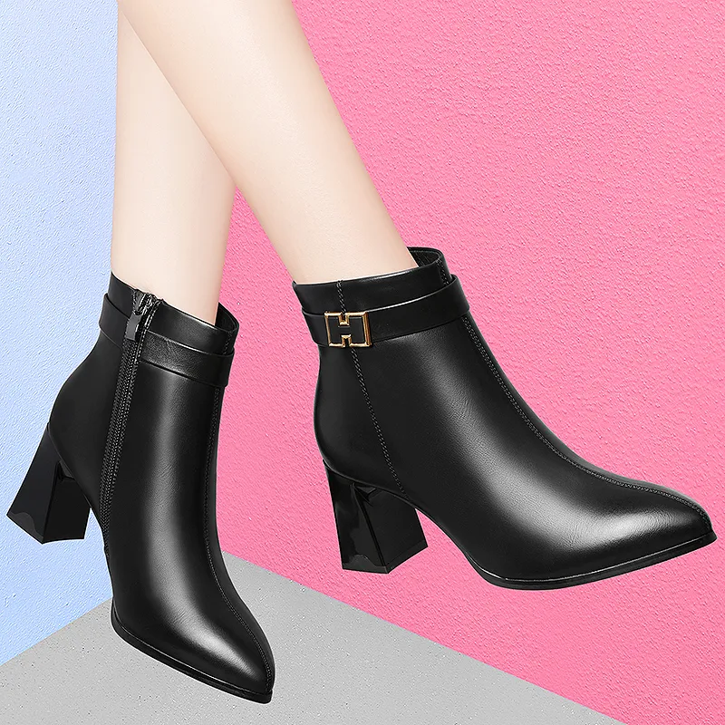 Golden Silk Rabbit Ankle Boots 6cm Women's-5