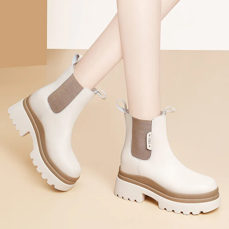 Golden Silk Rabbit Chelsea Boots 7cm Women's-20
