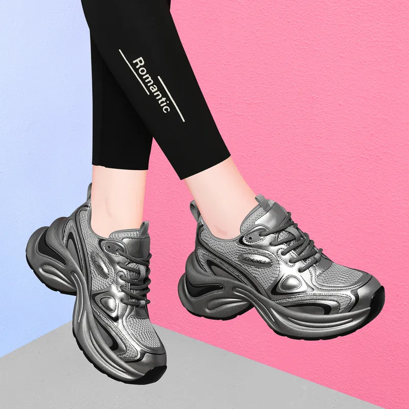 Golden Silk Rabbit Low Top Chunky Sneakers Women's-13
