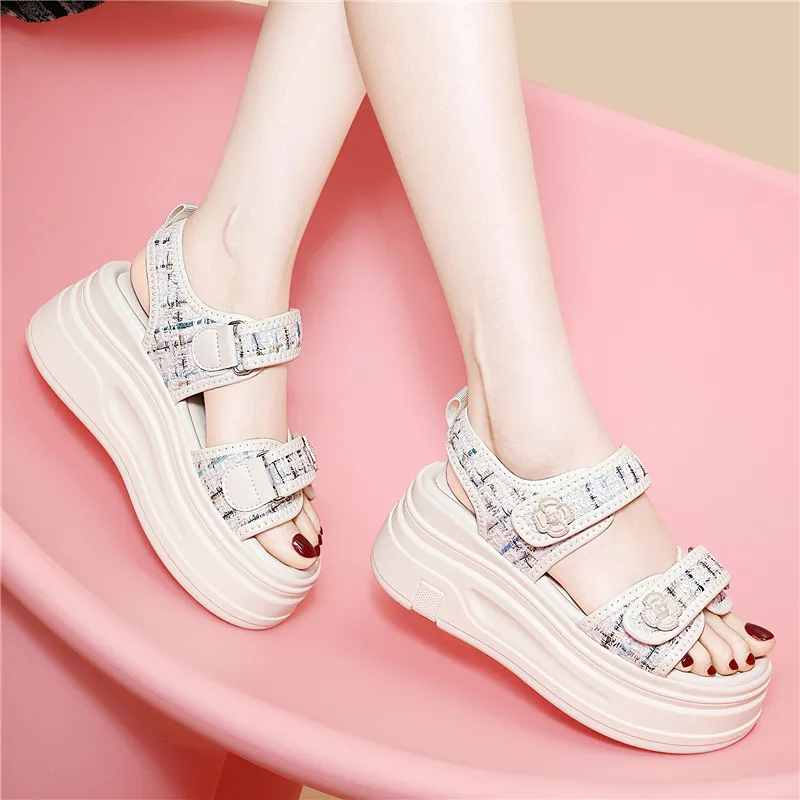 Golden Silk Rabbit Beach Sandals Women's-9