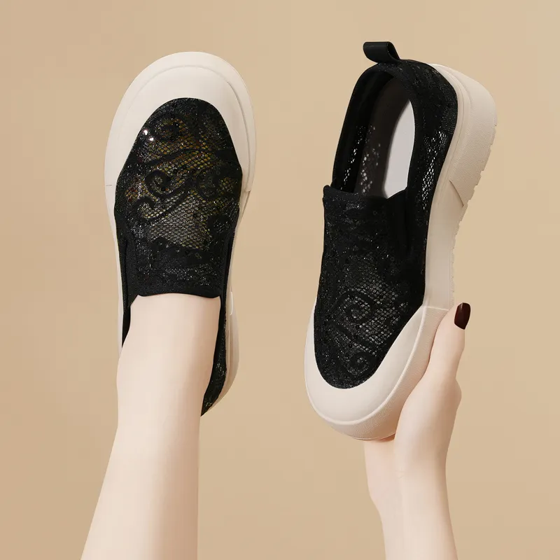 Golden Silk Rabbit Slip-Resistant Low-Top Casual Shoes Women's Black-4